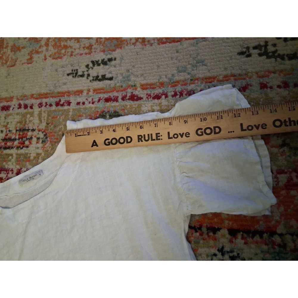 Viola Borghi Top 100% Linen Made In Italy White Boho Beach Flowy Summer Sz S - Picture 9 of 9